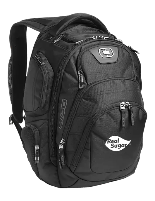 OGIO Black Stratagem Laptop Backpack w/Real Sugar Logo
