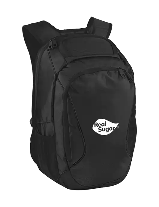 Stealth Black Laptop Backpack w/Real Sugar Logo
