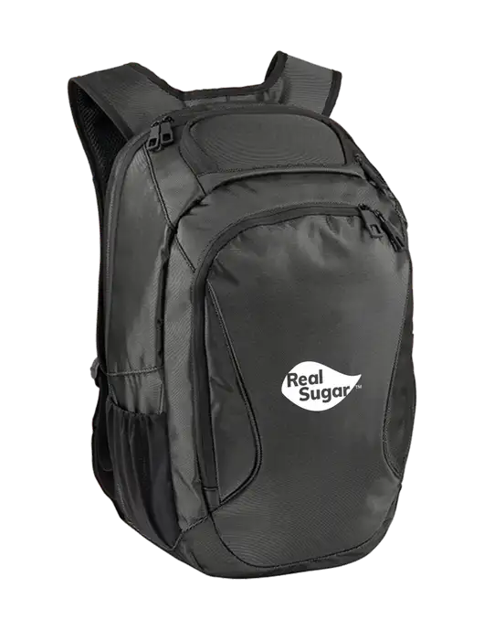 Stealth Dark Grey/Black Laptop Backpack w/Real Sugar Logo