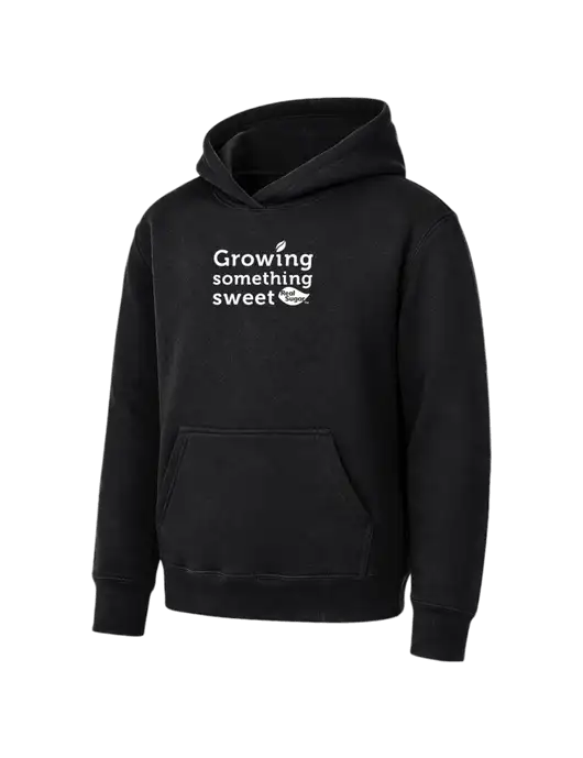 Youth Black 7.8 oz Pullover Hooded Sweatshirt w/Growing Something Sweet Logo