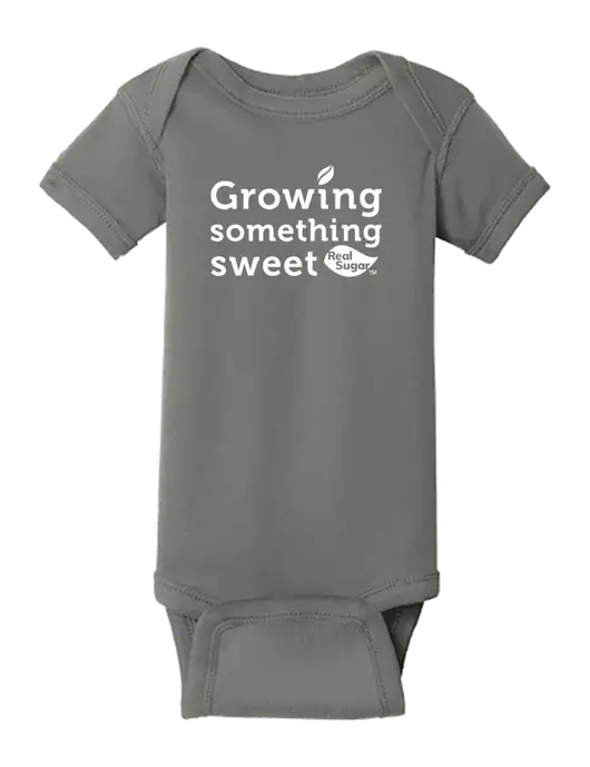 Rabbit Skins Charcoal Infant Short Sleeve Baby Rib Bodysuit w/Growing Something Sweet Logo