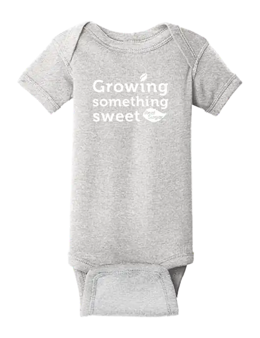 Rabbit Skins Light Grey Heather Infant Short Sleeve Baby Rib Bodysuit w/Growing Something Sweet Logo