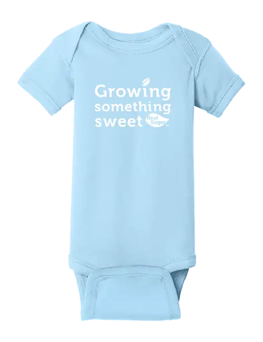 Rabbit Skins Light Blue Infant Short Sleeve Baby Rib Bodysuit w/Growing Something Sweet Logo