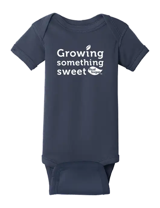 Rabbit Skins Navy Infant Short Sleeve Baby Rib Bodysuit w/Growing Something Sweet Logo