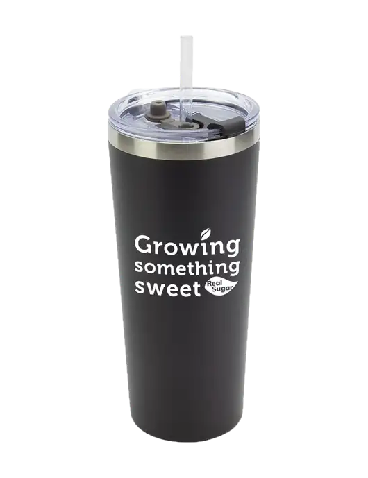 Brighton Black 20 oz Insulated Tumbler & Straw w/Growing Something Sweet Logo