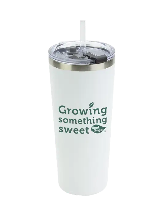 Brighton White 20 oz Insulated Tumbler & Straw w/Growing Something Sweet Logo