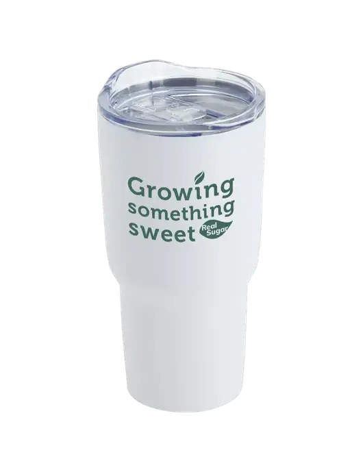 Belmont White 30 oz Insulated Travel Tumbler w/Growing Something Sweet Logo