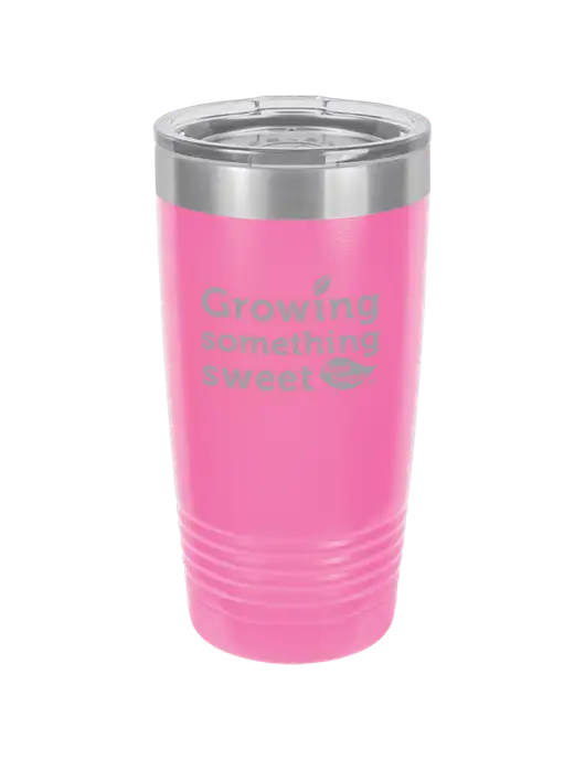 Polar Camel 20 oz Powder Coated Pink Vacuum Insulated Tumbler w/Growing Something Sweet Logo