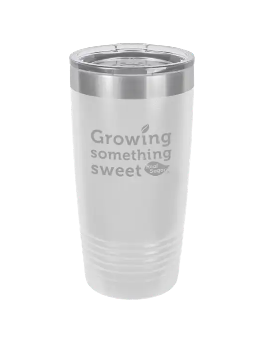 Polar Camel 20 oz Powder Coated White Vacuum Insulated Tumbler  w/Growing Something Sweet Logo