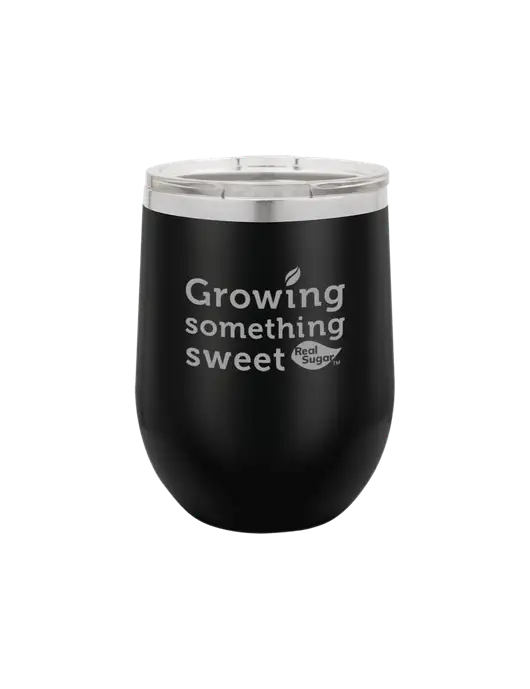 Polar Camel 12 oz Powder Coated Black Vacuum Insulated Stemless Wine Tumbler w/Growing Something Sweet Logo