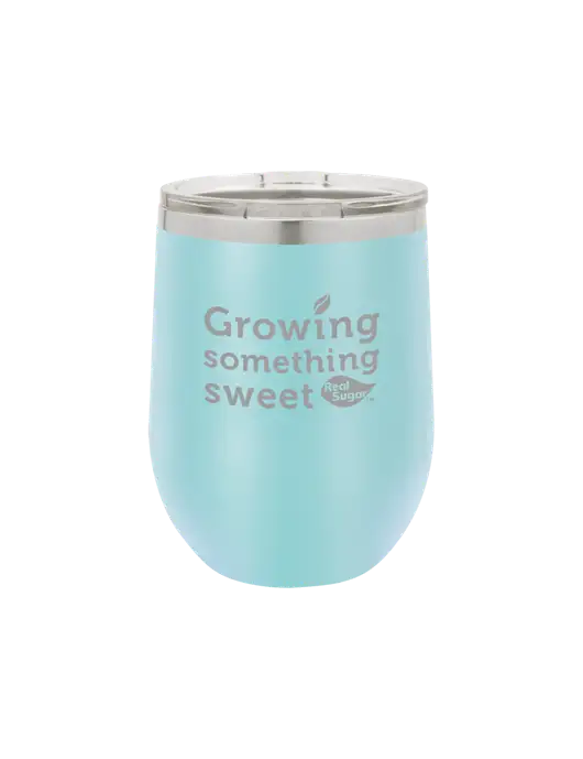 Polar Camel 12 oz Powder Coated Light Blue Vacuum Insulated Stemless Wine Tumbler w/Growing Something Sweet Logo