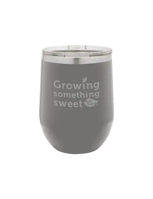 Polar Camel 12 oz Powder Coated Grey Vacuum Insulated Stemless Wine Tumbler w/Growing Something Sweet Logo