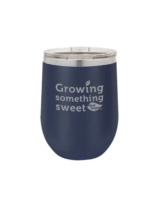 Polar Camel 12 oz Powder Coated Navy Vacuum Insulated Stemless Wine Tumbler w/Growing Something Sweet Logo