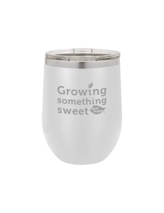 Polar Camel 12 oz Powder Coated White Vacuum Insulated Stemless Wine Tumbler w/Growing Something Sweet Logo