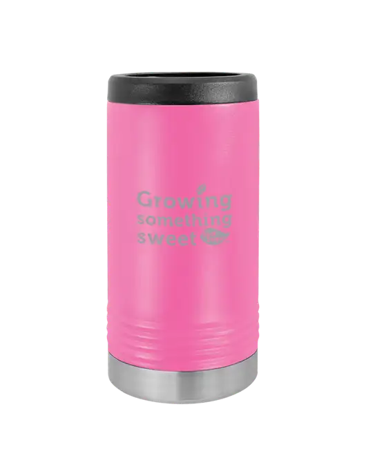 Polar Camel Powder Coated Pink Vacuum Insulated Slim Beverage Holder w/Growing Something Sweet Logo