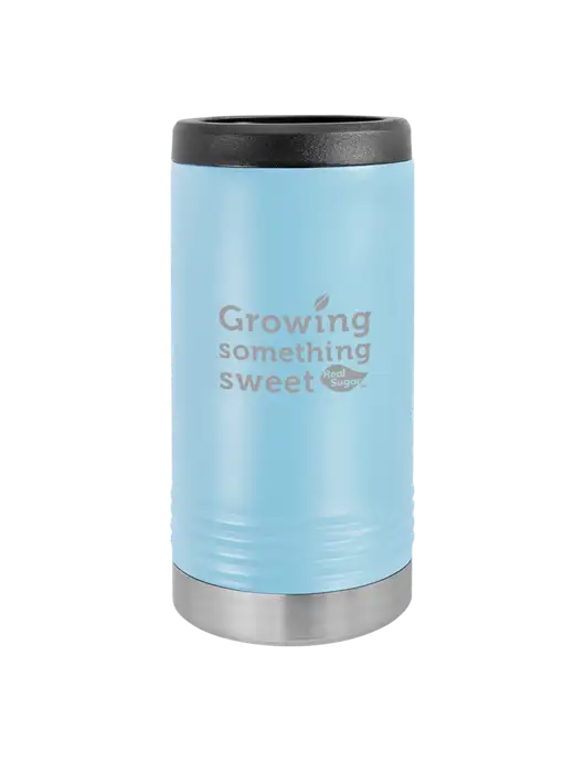 Polar Camel Powder Coated Light Blue Vacuum Insulated Slim Beverage Holder w/Growing Something Sweet Logo