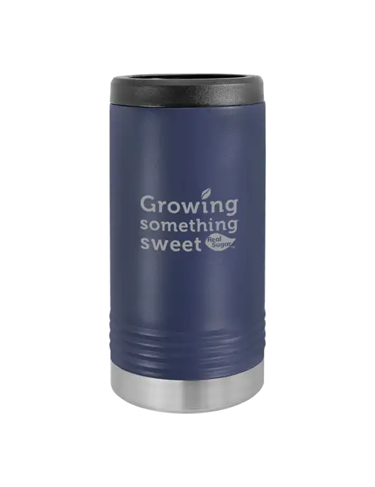 Polar Camel Powder Coated Navy Vacuum Insulated Slim Beverage Holder w/Growing Something Sweet Logo