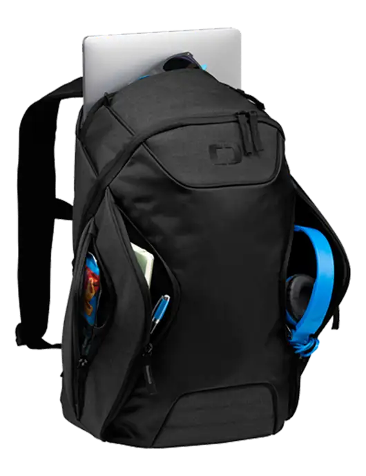 OGIO Black/Heather Grey Hatch Laptop Backpack
 w/Real Sugar Logo